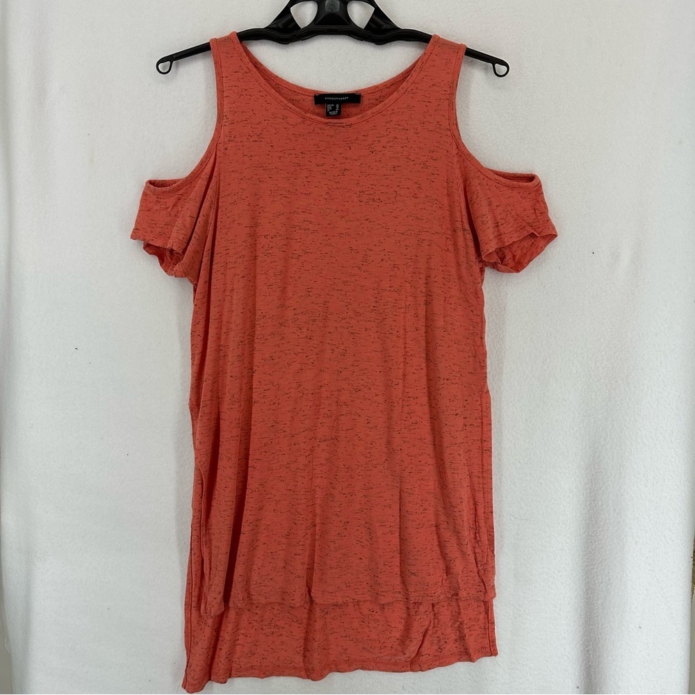 Atmosphere Cold Shoulder Side Slit Blouse Women’s 8 Coral